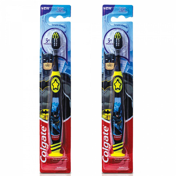 Colgate Kids Batman Toothbrush, Extra Soft with Tongue Cleaner - The Kids Circle