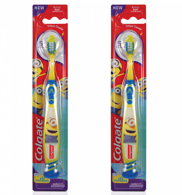 Colgate Kids (5+ years) Minion Toothbrush, Extra Soft with Tongue Cleaner - The Kids Circle