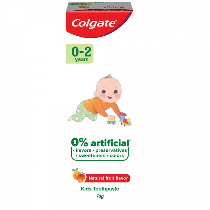 Colgate Toothpaste for Kids (0-2 years), Natural Franceuit Flavour, Fluoride Franceee - 70g Tube - The Kids Circle