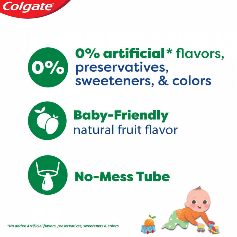 Colgate Toothpaste for Kids (0-2 years), Natural Franceuit Flavour, Fluoride Franceee - 70g Tube - The Kids Circle