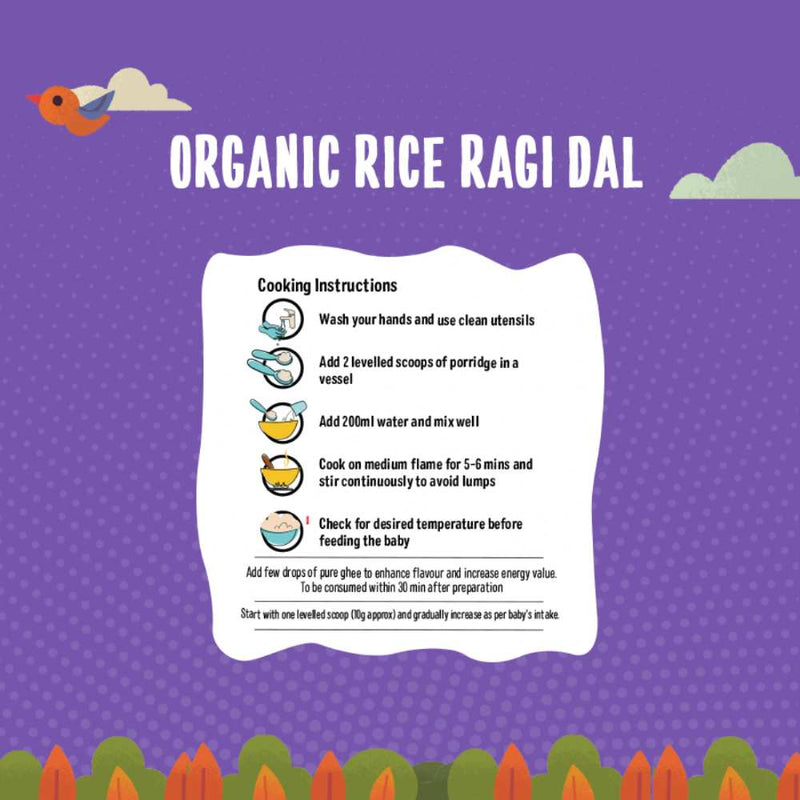 Timios Organic Rice, Ragi & Dal Porridge-400g(Pack of 2)