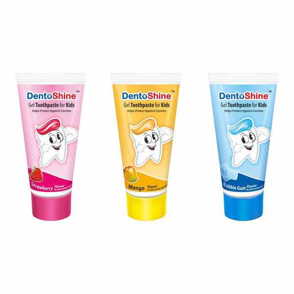 DentoShine Gel Toothpaste for kids - (Strawberry, Mango, Bubblegum |Pack of 3)