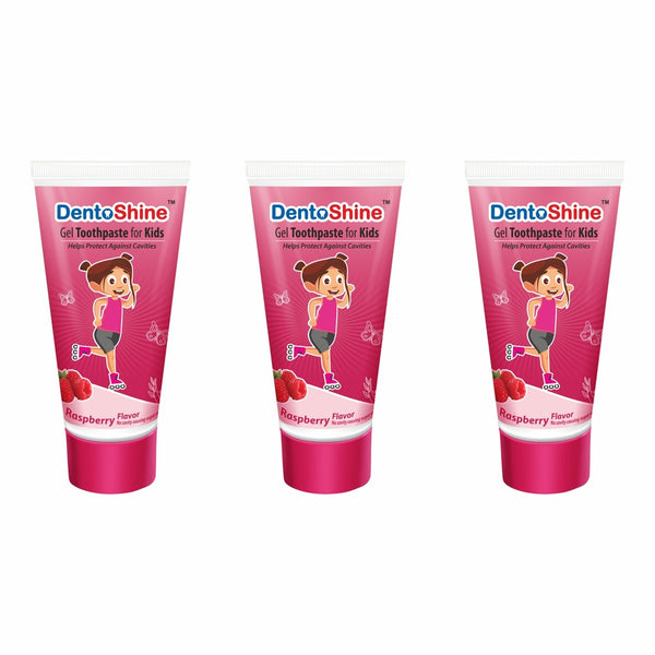DentoShine Gel Toothpaste for kids - (Raspberry, Pack of 3)