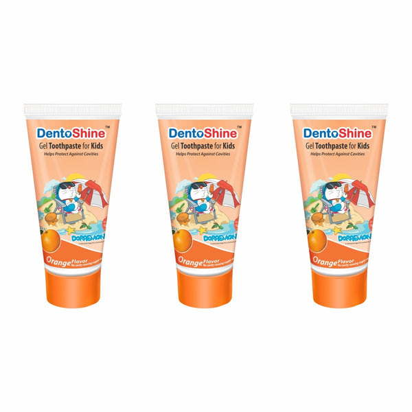 DentoShine Gel Toothpaste for kids - (Orange (doraemon), Pack of 3)