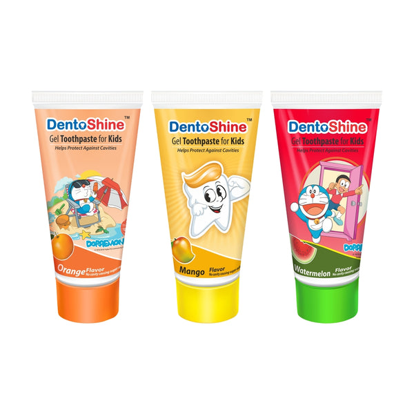 DentoShine Gel Toothpaste for kids - (Orange, Mango, Watermelon |Pack of 3)