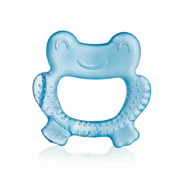 BeeBaby Frog Shape Teethers for 3 to 6 Months BPA Free. Cooling Water Filled Baby Teether, Soft Teething Toy for Babies with Carry Case, Soothes Gums and Easy to Grip (3 Months+) (Frog - Blue)