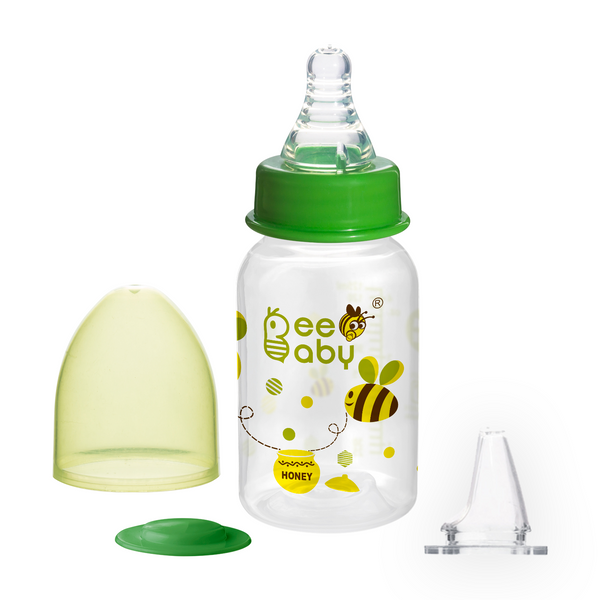 BeeBaby 2 in 1 Advance Plus Baby Feeding Bottle To Sippy Bottle with Anti-Colic Silicone Nipple & Silicone Sippy Spout. 100% BPA FREE. - 125 ML / 4 Oz. Green