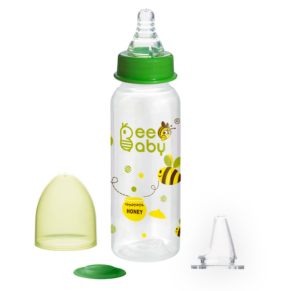 BeeBaby 2 in 1 Advance Plus Baby Feeding Bottle To Sippy Bottle with Anti-Colic Silicone Nipple & Silicone Sippy Spout. 100% BPA FREE. - 250 ML / 8 Oz. Green