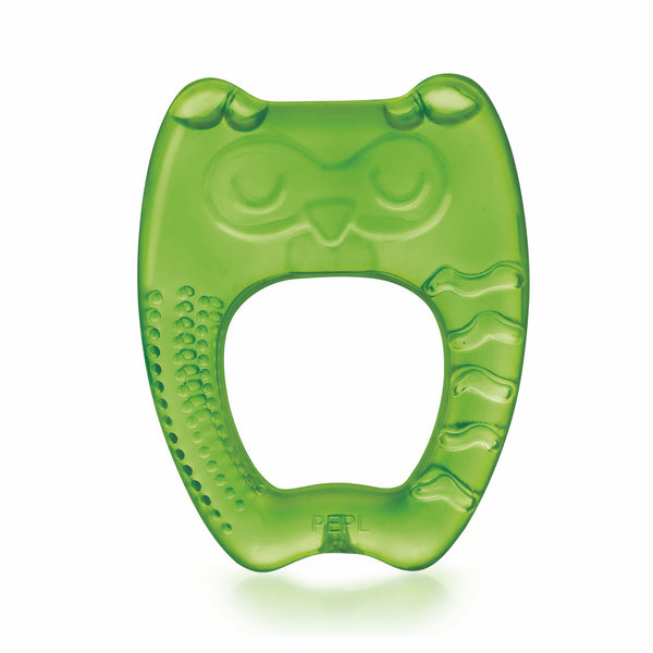 BeeBaby Owl Teethers for 3 to 6 Months BPA Free. Cooling Water Filled Baby Teether, Soft Teething Toy for Babies with Carry Case, Soothes Gums and Easy to Grip (Owl Shape, Green, 3 Months+)