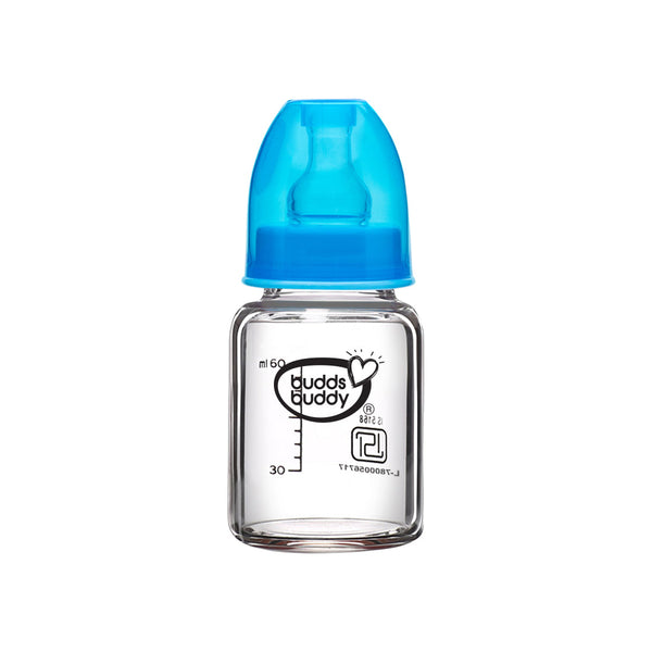 Buddsbuddy Choice+ Glass Baby Feeding Bottle 60ml(blue)