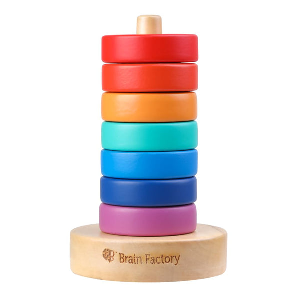 Brain Factory Rainbow Stacking Ring Wooden Toy Age (1-3)