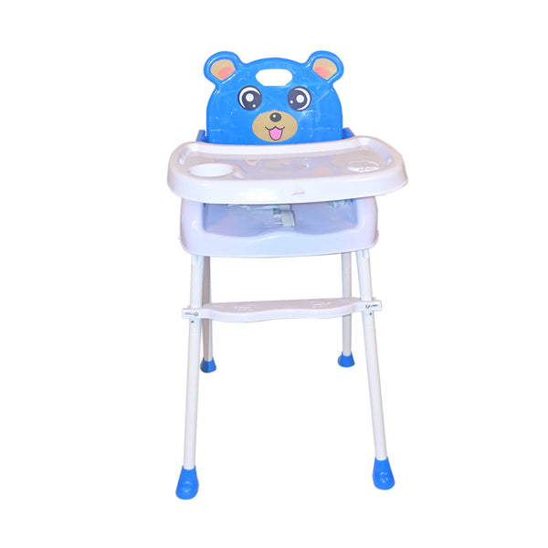 Safe-O-Kid Feeding High Chair Baby, Cute Cartoon Face Design Convertible 4 in 1 Baby Booster Chair with Adjustable Tray and Soft Cushion for 6 to 36 Months Baby, Weight Up to 15 Kgs- Blue