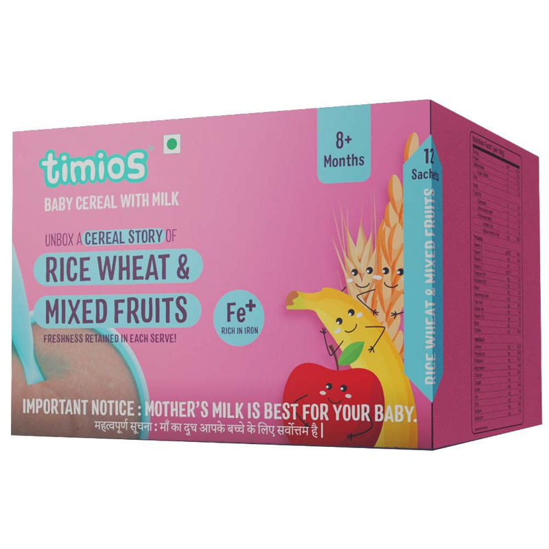 Timios Milk Based Baby Cereal - Rice Wheat Mixed Fruit