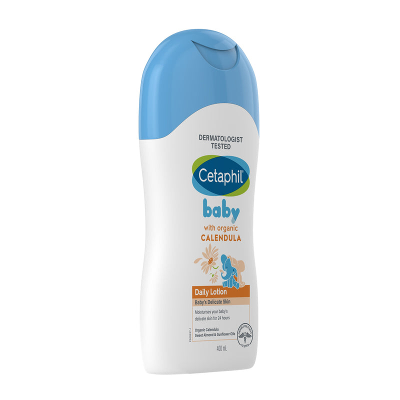 Cetaphil Baby Daily Moisturizing Lotion 400ml with Organic Calendula for Face & Body, Moisturizer for Kids