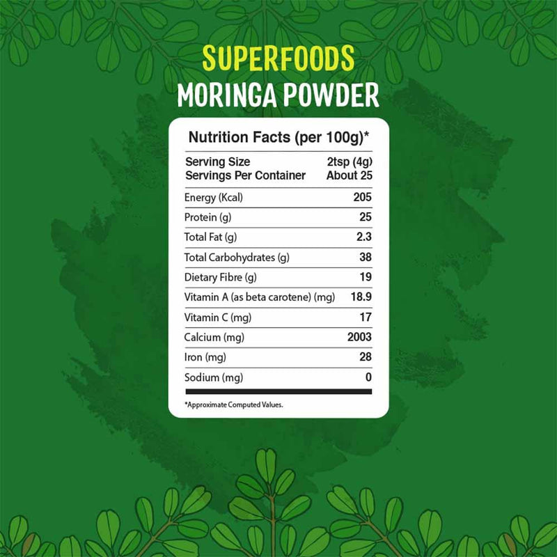 Timios Organic Moringa Leaves Podwer|100% Pure and Natural| Boosts Immunity and Digestion| Pack of 2