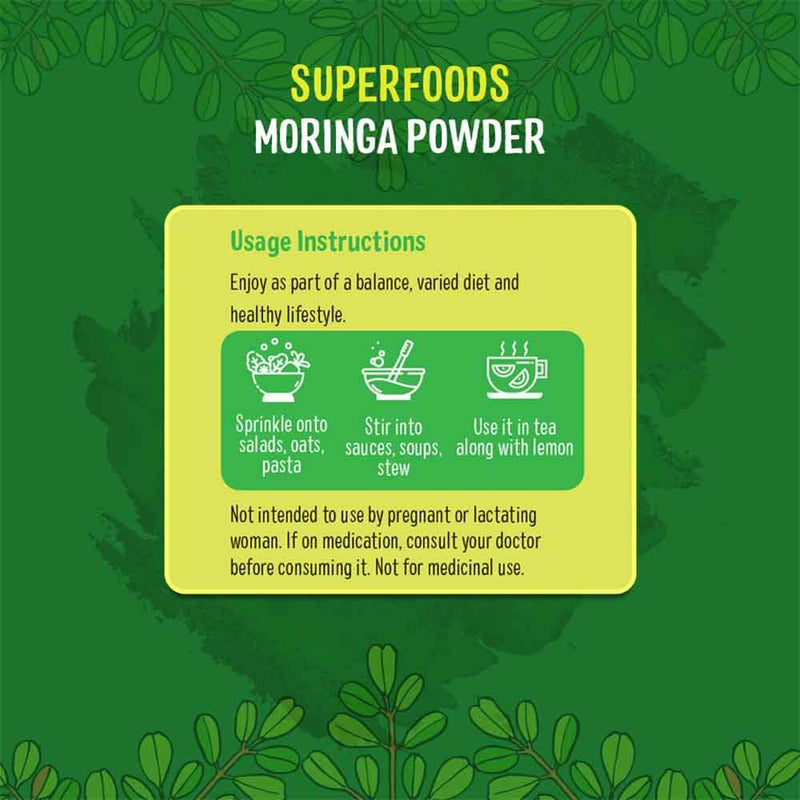 Timios Organic Moringa Leaves Podwer|100% Pure and Natural| Boosts Immunity and Digestion| Pack of 2