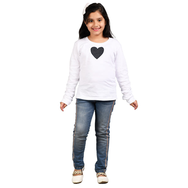 VYN Denim Full Sleeves Heart Tshirt for Kids – Snow
