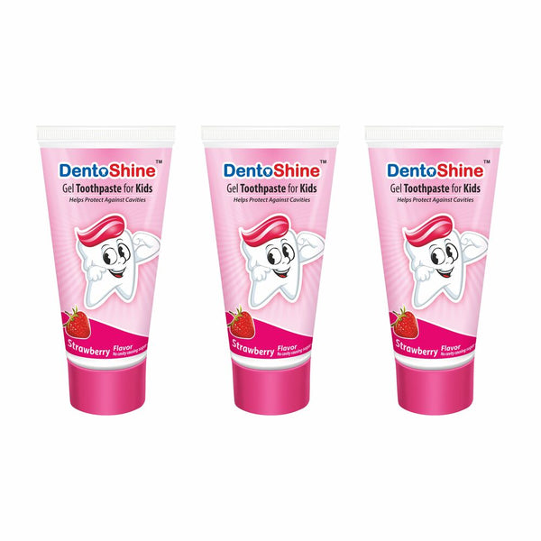 DentoShine Gel Toothpaste for kids - (Strawberry, Pack of 3)
