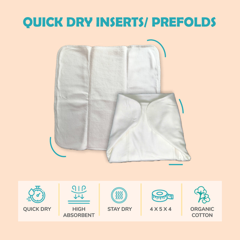 Polka Hues Nano Cloth Diaper with Prefolds Inserts