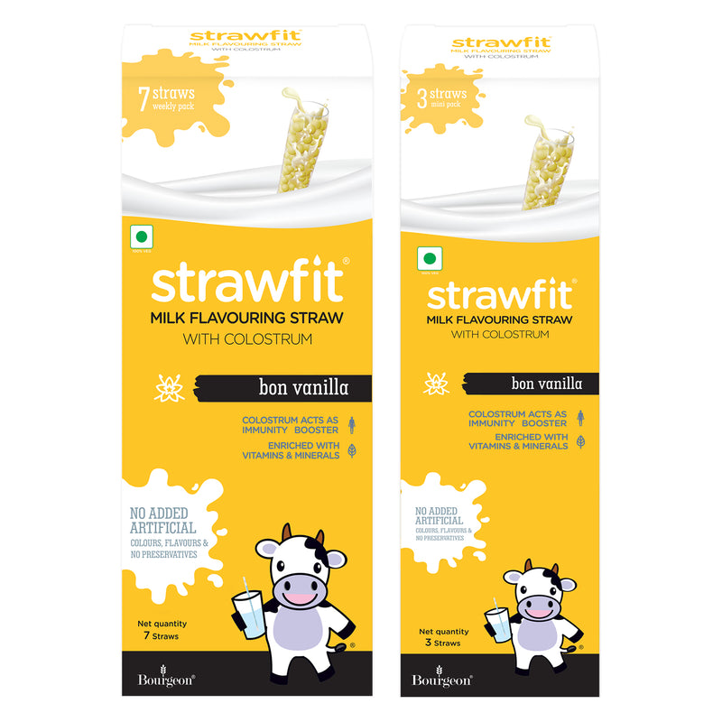 Strawfit Vanilla, Milk Flavoring Straw With Colostrum For Kids' Immunity, Health And Nutrition