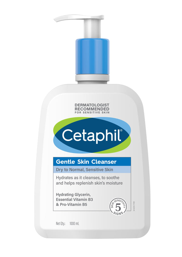 Cetaphil Gentle Skin Cleanser for Dry, Normal Sensitive Skin - 1000 ml| Hydrating Face Wash with Niacinamide, Vitamin B5| Dermatologist Recommended| Paraben, Sulphate Free