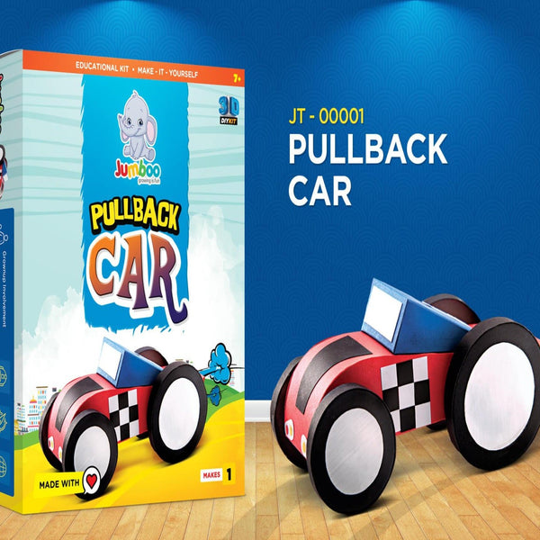 Cot and Candy Pull Back Car DIY Paper Art & Craft Kit - Jumboo Toys