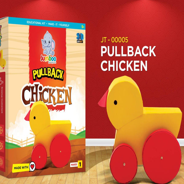 Cot and Candy Pull Back Chicken DIY Paper Art & Craft Kit - Jumboo Toys