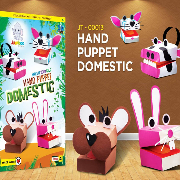 Cot and Candy Hand Puppet - Domestic DIY Paper Art & Craft Kit - Jumboo Toys