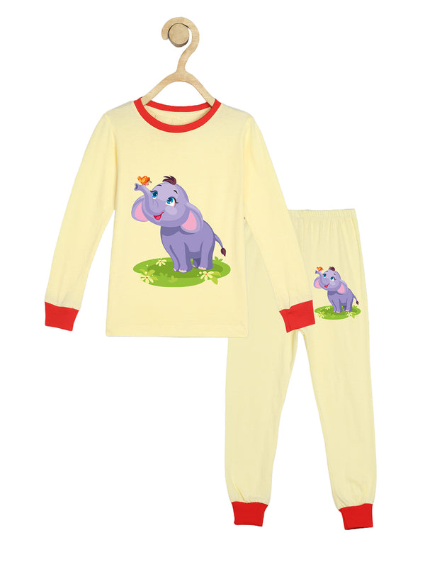 Wyld Sprog Kids Elephant Print Lemon Night Suit