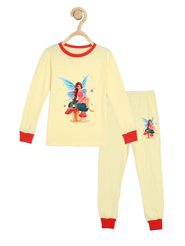 Wyld Sprog Kids Girls Fairy Print Lemon Tshirt & Pyjama Set