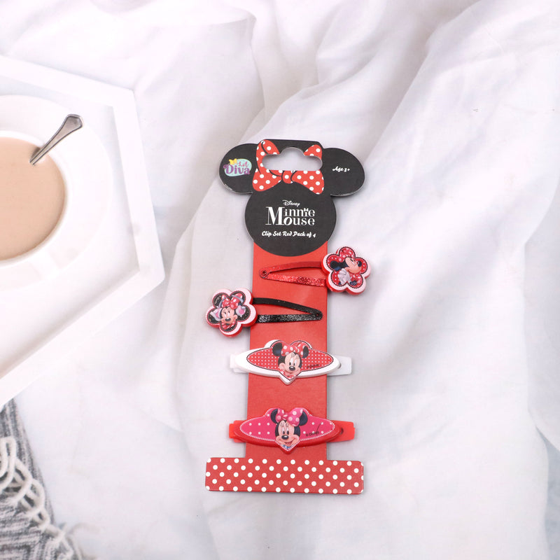 Winmagic Minnie Mouse Clip Set Red Pack of 4