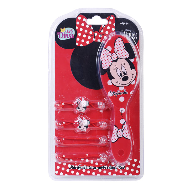 Winmagic Minnie Mouse Hairbrush with rubber band Red