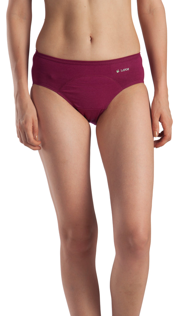 Lavos Bamboo Period Panty | Reusable Period Underwear | Leakproof Menstrual Panties LW1005-No Stain-Plum
