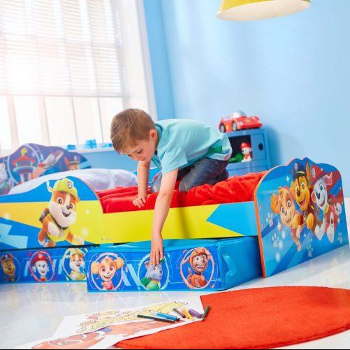 Cot and Candy Paw Patrol Kids Toddler Bed with Storage