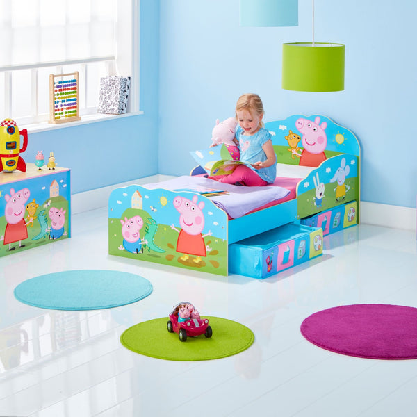 Cot and Candy Peppa Pig Kids Toddler Bed with Storage