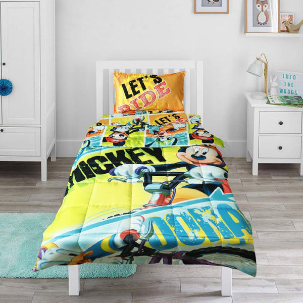 Cot and Candy Mickey Mouse Reversible Lets Ride 100% Cotton Comforter