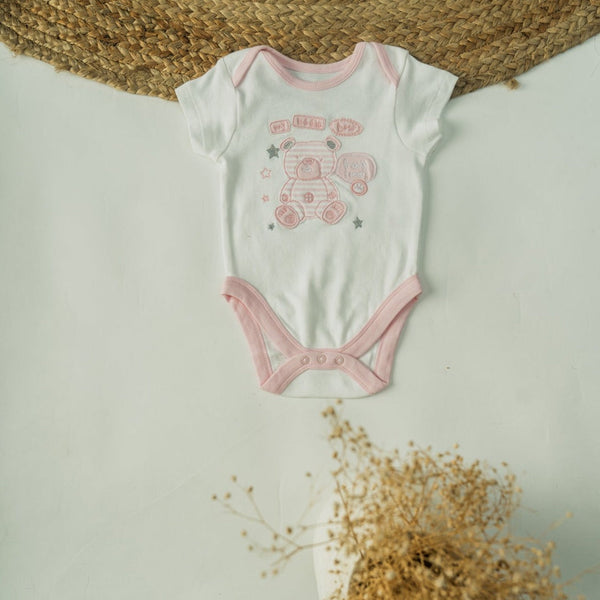 Cot and Candy Baby Girls Bear Printed Short Sleeve BodySuit
