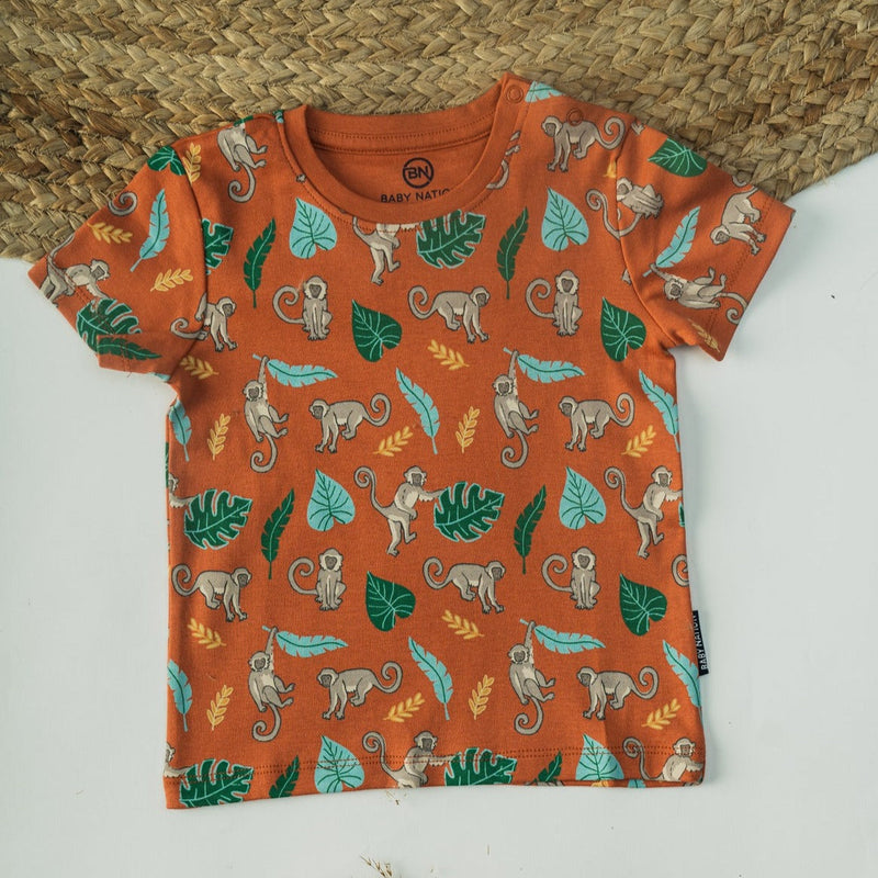 Cot and Candy Boys Monkey Print Short Sleeve T-Shirt