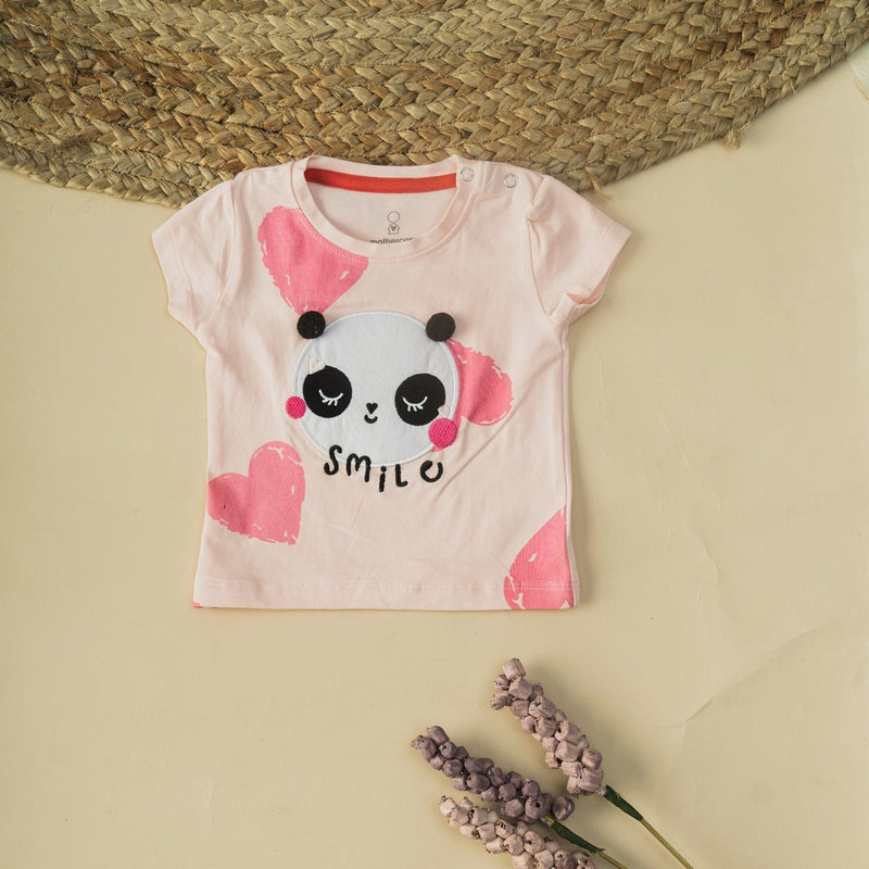 Cot and Candy Baby Girls Panda Print Short Sleeve T-Shirt