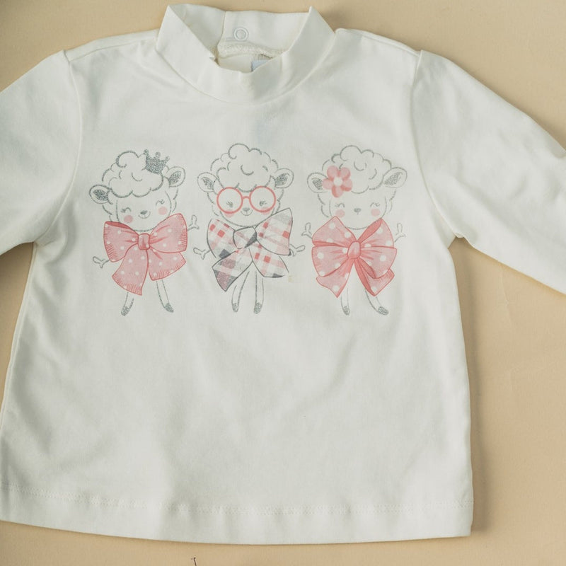Cot and Candy Baby Girls Printed White Long Sleeve Top