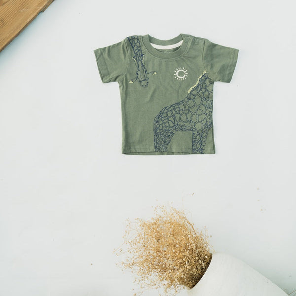 Cot and Candy Baby Giraffe Print Short Sleeve T-Shirt