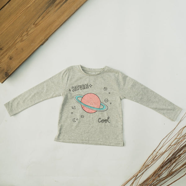 Cot and Candy Girls Printed Long Sleeve Space T-Shirt