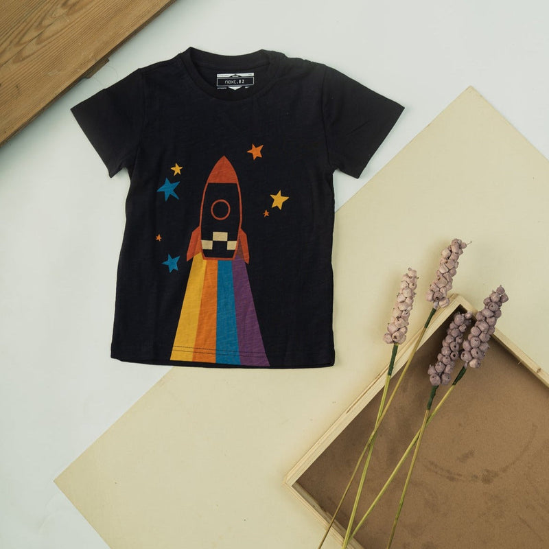 Cot and Candy Boys Printed Short Sleeve Space T-Shirt
