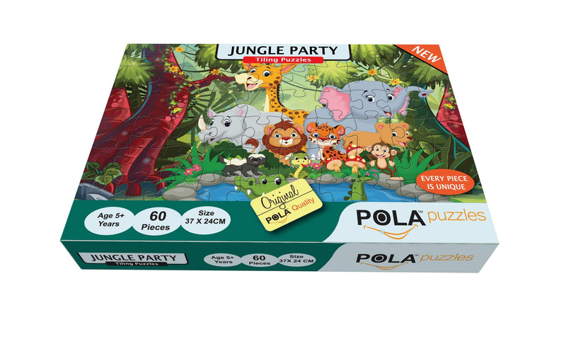 Pola Puzzles 60 Pieces Tiling Puzzles (Jigsaw Puzzles, Puzzles For Kids, Floor Puzzles), Puzzles For Kids Age 5 Years And Above. Size: 37 Cm X 24 Cm (Jungle Party & Jungle World) - The Kids Circle