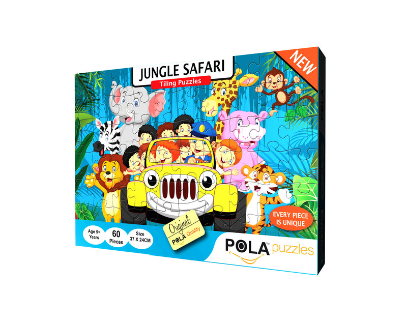 Pola Puzzles 60 Pieces Tiling Puzzles (Jigsaw Puzzles, Puzzles For Kids, Floor Puzzles), Puzzles For Kids Age 5 Years And Above. Size: 37 Cm X 24 Cm (Farm Franceiends & Jungle Safari) - The Kids Circle