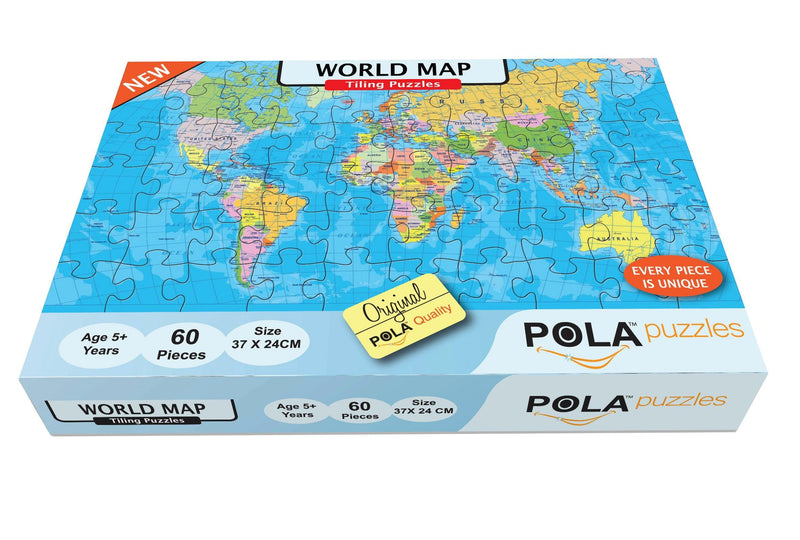 Pola Puzzles 60 Pieces Tiling Puzzles (Jigsaw Puzzles, Puzzles For Kids, Floor Puzzles), Puzzles For Kids Age 5 Years And Above. Size: 37 Cm X 24 Cm (India Map & World Map) - The Kids Circle