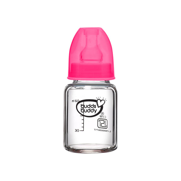 Buddsbuddy Choice+ Glass Baby Feeding Bottle 60ml(pink)