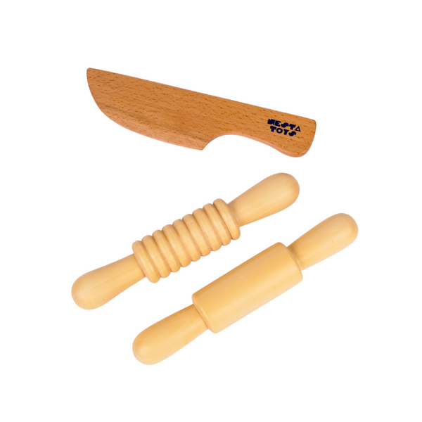Nesta Toys Play Dough Kit | Rolling Pins & Knife | Pretend Play Kitchen Toys
