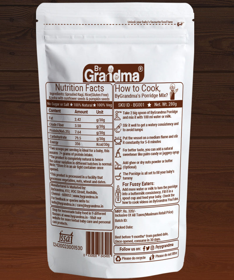 ByGrandma® Sprouted Ragi, Poha and Seeds Porridge Mix - ByGrandma