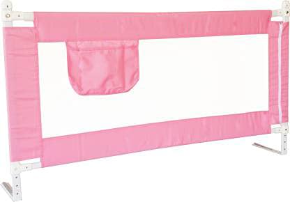 SAFE-O-KID Plain Bed Rail Guard (4 Ft*2.1 FT),Fit-All, Adjustable, Up & Down, 1.2MTR (48 * 25 Inch/122 * 63 cms),Pink,Pack of 2